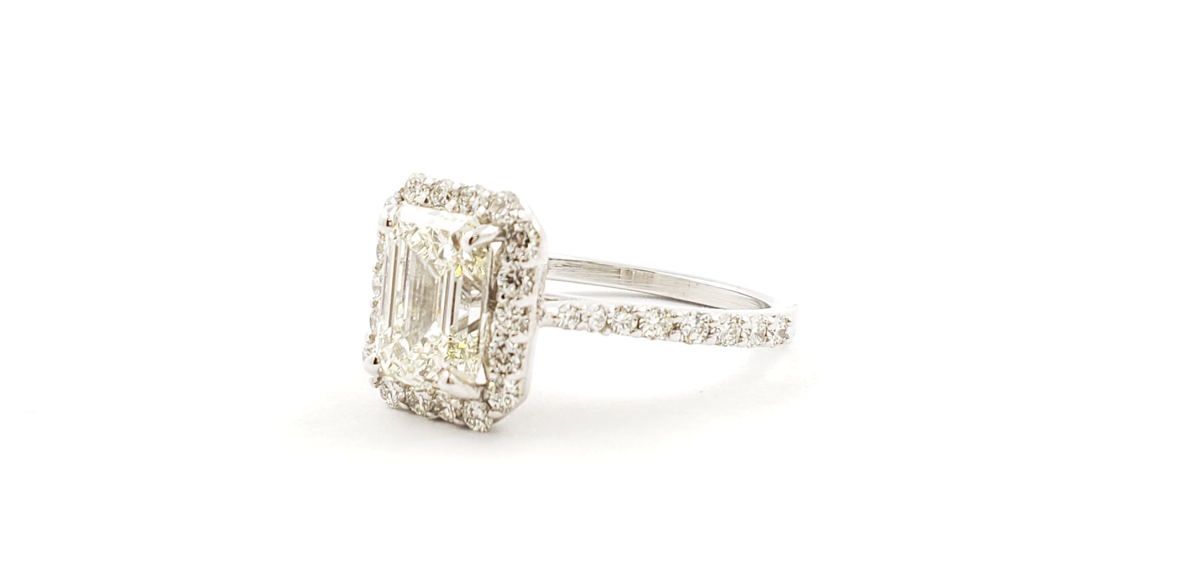 Emerald Cut Diamond Ring with Halo